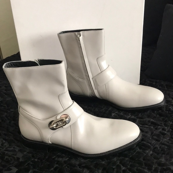 Balenciaga Cement Leather Ankle Biker Boot - Picture 3 of 8